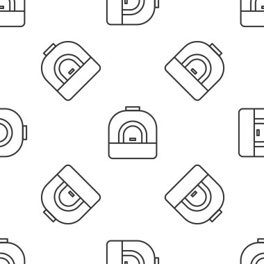 Gri çizgi fırın simgesi, beyaz arka planda kusursuz desen izole etti. Fırın tabelası. Vektör İllüstrasyonu.