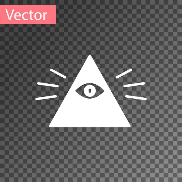 Witte Vrijmetselaars Symbool Alziende Oog Van God Pictogram Geïsoleerd Transparante — Stockvector