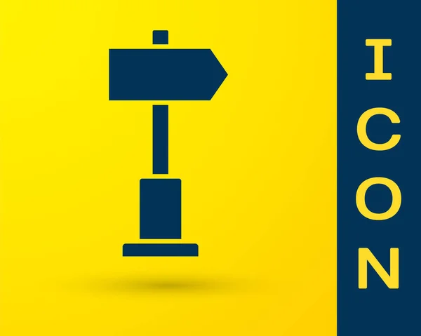 Sinal Trânsito Blue Road Ícone Signpost Isolado Fundo Amarelo Símbolo — Vetor de Stock