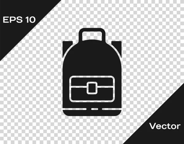 Black Hiking Backpack Icon Isolated Transparent Background Camping Mountain Exploring — Stock Vector