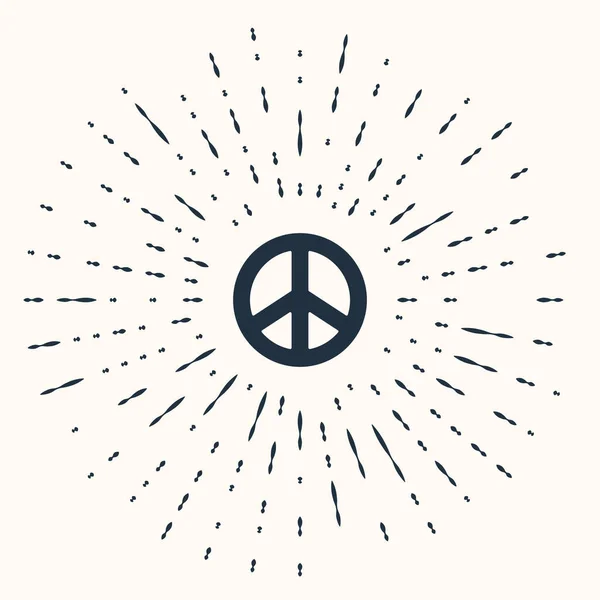 Icône Paix Grise Isolée Sur Fond Beige Symbole Hippie Paix — Image vectorielle