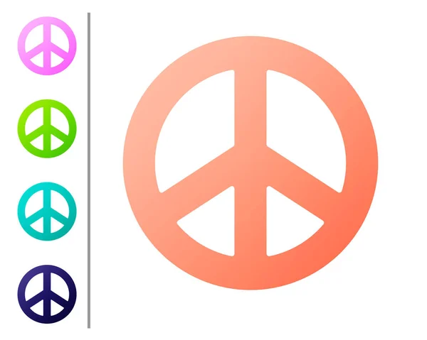 Icône Corail Peace Isolée Sur Fond Blanc Symbole Hippie Paix — Image vectorielle