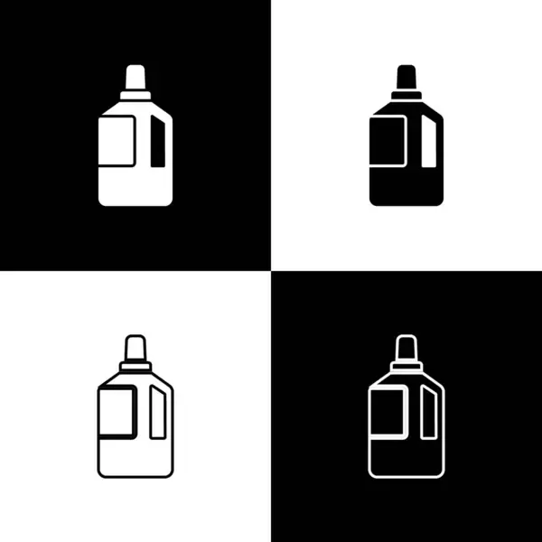 Set Fabric Softener Icon Isolated Black White Background Liquid Laundry — Stock Vector