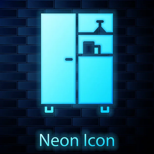 Gloeiende Neon Medicijn Kabinet Icoon Geïsoleerd Baksteen Muur Achtergrond Vector — Stockvector