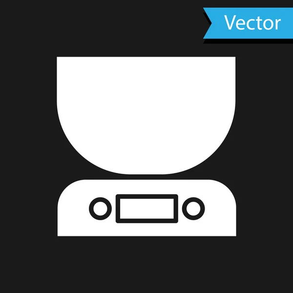 Blanco Icono Básculas Electrónicas Aislado Sobre Fondo Negro Equipo Medición — Vector de stock