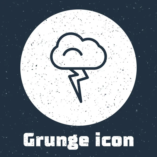 Значок Grunge Line Storm Выделен Сером Фоне Знак Облака Молнии — стоковый вектор