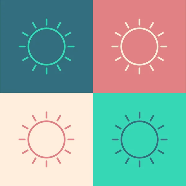 Pop Art Line Sun Icon Isolated Color Background Summer Symbol — Stock Vector