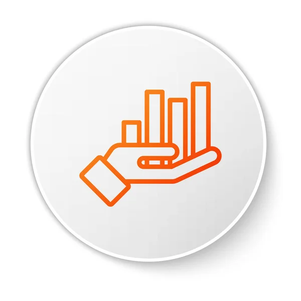Pomarańczowa Linia Pie Chart Ikona Infograficzna Izolowana Białym Tle Znak — Wektor stockowy