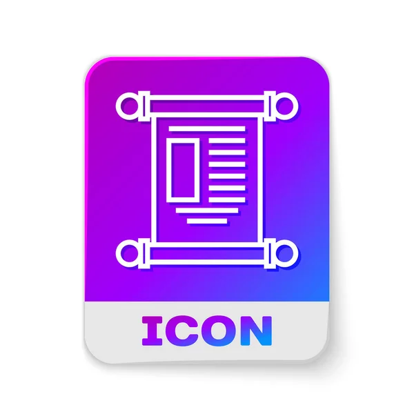 Línea Blanca Decreto Papel Pergamino Icono Desplazamiento Icono Aislado Sobre — Vector de stock