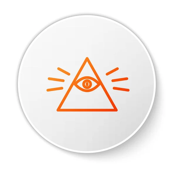 Orangefarbene Linie Freimaurer Symbol Allsehendes Auge Gottes Symbol Isoliert Auf — Stockvektor