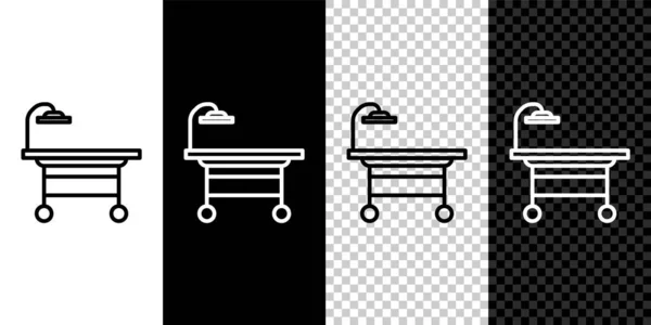 Set line Operating table icon isolated on black and white background.  Vector Illustration.