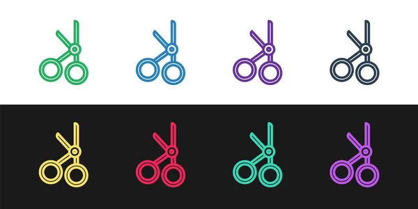 Set Line Medical Scissors Icon Isoliert Auf Schwarzem Und Weißem — Stockvektor