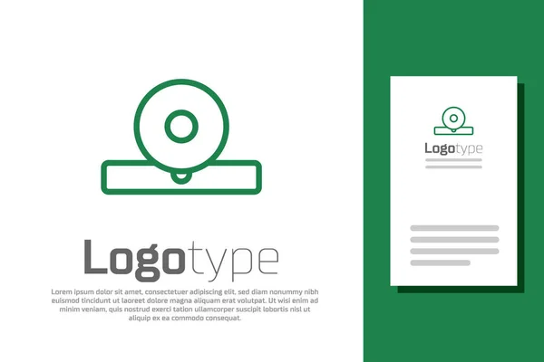 Groene Lijn Otolaryngologische Hoofd Reflector Pictogram Geïsoleerd Witte Achtergrond Apparatuur — Stockvector