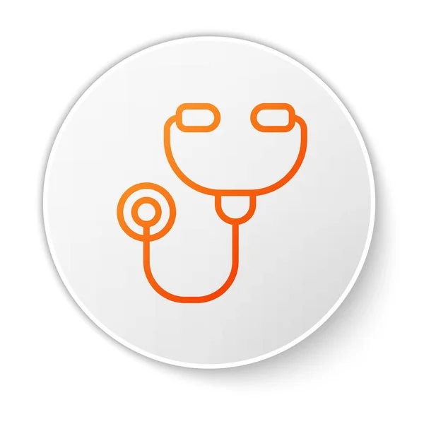 Línea Naranja Estetoscopio Icono Del Instrumento Médico Aislado Sobre Fondo — Vector de stock