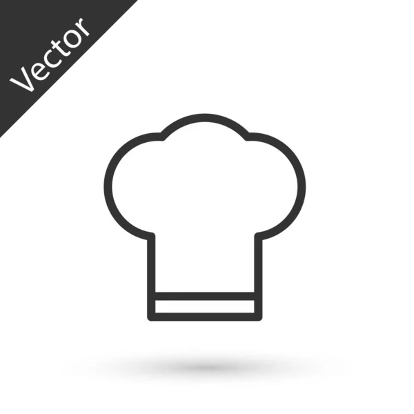 Linha Cinza Ícone Chapéu Chef Isolado Fundo Branco Símbolo Cozinha — Vetor de Stock