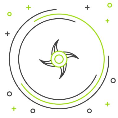 Japon çizgi ninja shuriken simgesi beyaz arkaplanda izole edildi. Renkli taslak konsepti. Vektör.