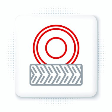 Çizgi Araba Tekerleği simgesi beyaz arkaplanda izole edildi. Renkli taslak konsepti. Vektör.