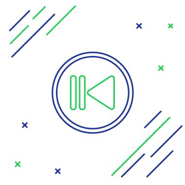 Beyaz arkaplanda geri sarma simgesi izole edildi. Renkli taslak konsepti. Vektör.