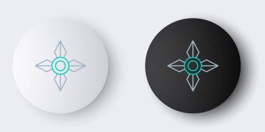 Japon çizgi ninja shuriken simgesi gri arkaplanda izole edildi. Renkli taslak konsepti. Vektör.