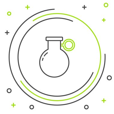 Çizgi El bombası ikonu beyaz arkaplanda izole edildi. Bomba patlaması. Renkli taslak konsepti. Vektör.