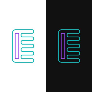 Çizgi saç fırçası simgesi beyaz ve siyah arkaplanda izole edildi. Taraklı saç işareti. Berber sembolü. Renkli taslak konsepti. Vektör.