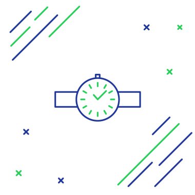 Çizgi bilek izleme simgesi beyaz arkaplanda izole edildi. Kol saati simgesi. Renkli taslak konsepti. Vektör.