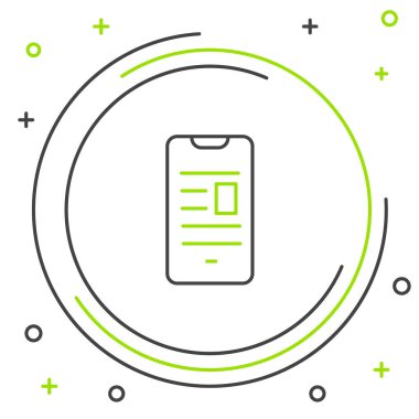 Mobil simge üzerine çevrimiçi kitap beyaz arkaplanda izole edildi. İnternet eğitimi konsepti, e-öğrenme kaynakları. Renkli taslak konsepti. Vektör.