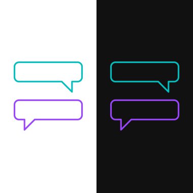 Konuşma balonu sohbet simgesi beyaz ve siyah arkaplanda izole edildi. İleti simgesi. İletişim ya da yorum sohbet sembolü. Renkli taslak konsepti. Vektör.