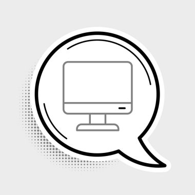 Çizgi Bilgisayar ekranı simgesi gri arkaplanda izole edildi. Elektronik cihaz. Ön manzara. Renkli taslak konsepti. Vektör.