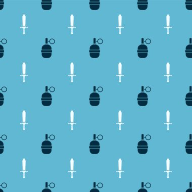 El bombası ve ortaçağ kılıcını pürüzsüz kalıba sokun. Vektör.