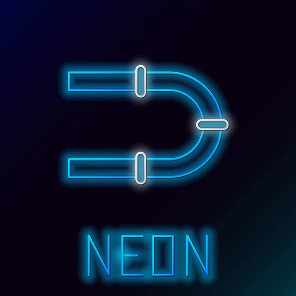 Leuchtende Neon Linie Industrie Metallic Rohr Symbol Isoliert Auf Schwarzem — Stockvektor