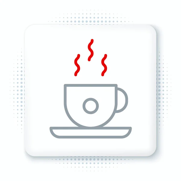 Çizgi Kahve Fincanı Simgesi Beyaz Arkaplanda Izole Edilmiş Çay Fincanı — Stok Vektör