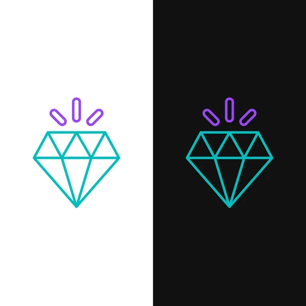 Line Diamond Symbol Isoliert Auf Weißem Und Schwarzem Hintergrund Schmuck — Stockvektor