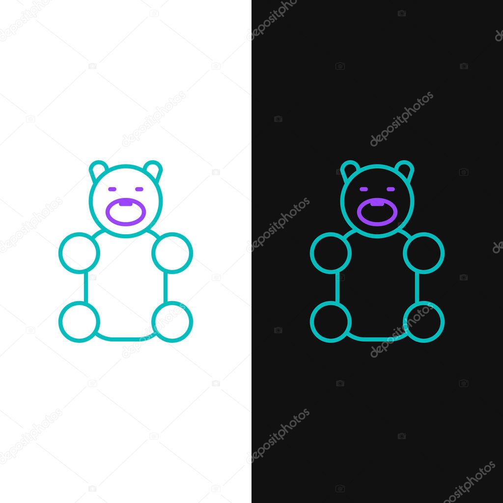 Line Jelly bear candy icon isolated on white and black background. Colorful outline concept. Vector.