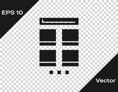 Cep telefonu simgesinden yapılan Black Online alışverişi şeffaf bir arkaplanda izole edildi. İnternet dükkanı, mobil mağaza uygulaması ve faturalar. Vektör İllüstrasyonu.