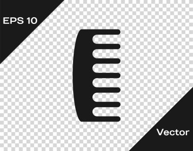 Siyah Hairbrush simgesi şeffaf arkaplanda izole edildi. Taraklı saç işareti. Berber sembolü. Vektör İllüstrasyonu.