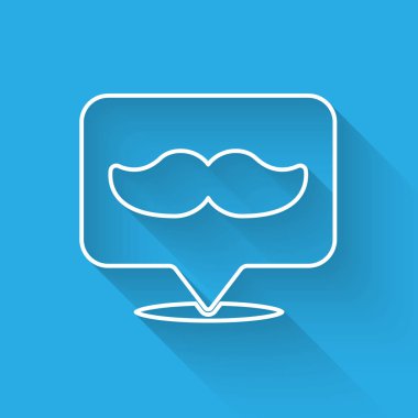 Beyaz çizgi berber dükkanı ikonu uzun gölgeli izole edilmiş. Kuaför logosu ya da tabela. Vektör İllüstrasyonu.