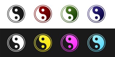 Siyah ve beyaz arkaplanda Yin Yang armoni ve denge simgesini izole et. Vektör İllüstrasyonu.