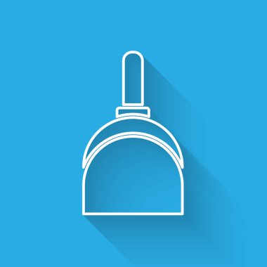 Beyaz çizgi faraş simgesi uzun gölgeli izole edilmiş. Temizlik işleri. Vektör İllüstrasyonu.