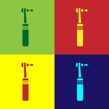 Pop Art Tooth matkap simgesi renk arkaplanında izole edildi. Delme ve öğütme aletleri için el işi. Tıbbi alet. Vektör İllüstrasyonu.
