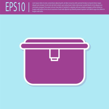 Retro mor beslenme çantası simgesi turkuaz arka planda izole edildi. Vektör İllüstrasyonu.