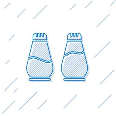 Mavi çizgi Tuz ve biber simgesi beyaz arka plan üzerinde izole. Baharat pişiriyorum. Vektör İllüstrasyonu.