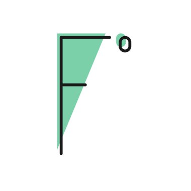 Siyah çizgi Fahrenheit simgesi beyaz arkaplanda izole edildi. Vektör İllüstrasyonu.