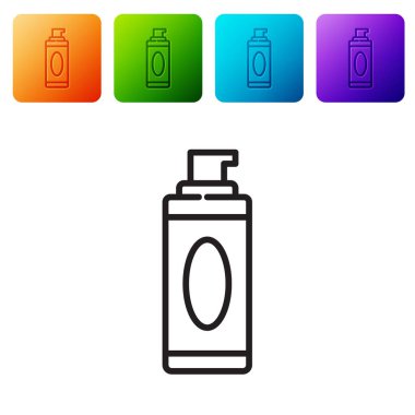 Siyah çizgi tıraş köpüğü simgesi beyaz arkaplanda izole edilmiş. Tıraş köpüğü. Renkli kare düğmelerle simgeleri ayarla. Vektör İllüstrasyonu.