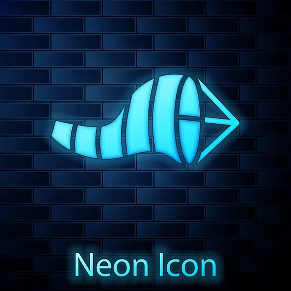 Świecący Neon Stożek Meteorologii Ikona Wiatrowych Łopatek Wiatrowych Izolowane Tle — Wektor stockowy
