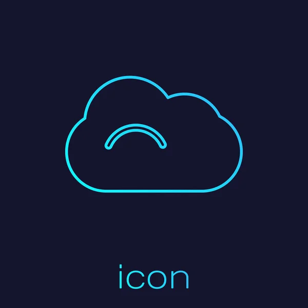 Línea Turquesa Icono Nube Aislado Sobre Fondo Azul Ilustración Vectorial — Vector de stock