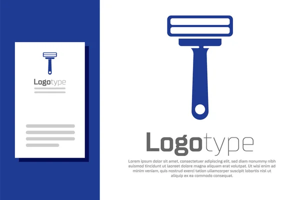 青のシェービングかみそりのアイコンは 白い背景に隔離された ロゴデザインテンプレート要素 ベクターイラスト — ストックベクタ