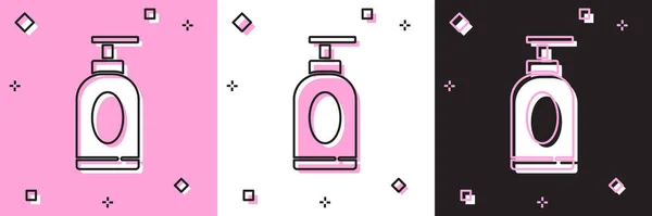 Impostare Crema Lozione Icona Tubo Cosmetico Isolato Rosa Bianco Sfondo — Vettoriale Stock