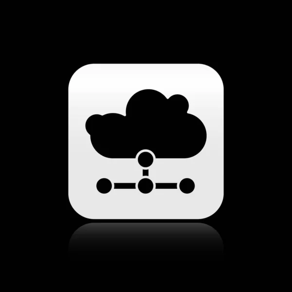 Black Network Cloud Connection Icon Isolated Black Background Social Technology — Stock Vector