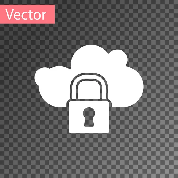 White Cloud Computing Lock Symbol Isoliert Auf Transparentem Hintergrund Sicherheit — Stockvektor